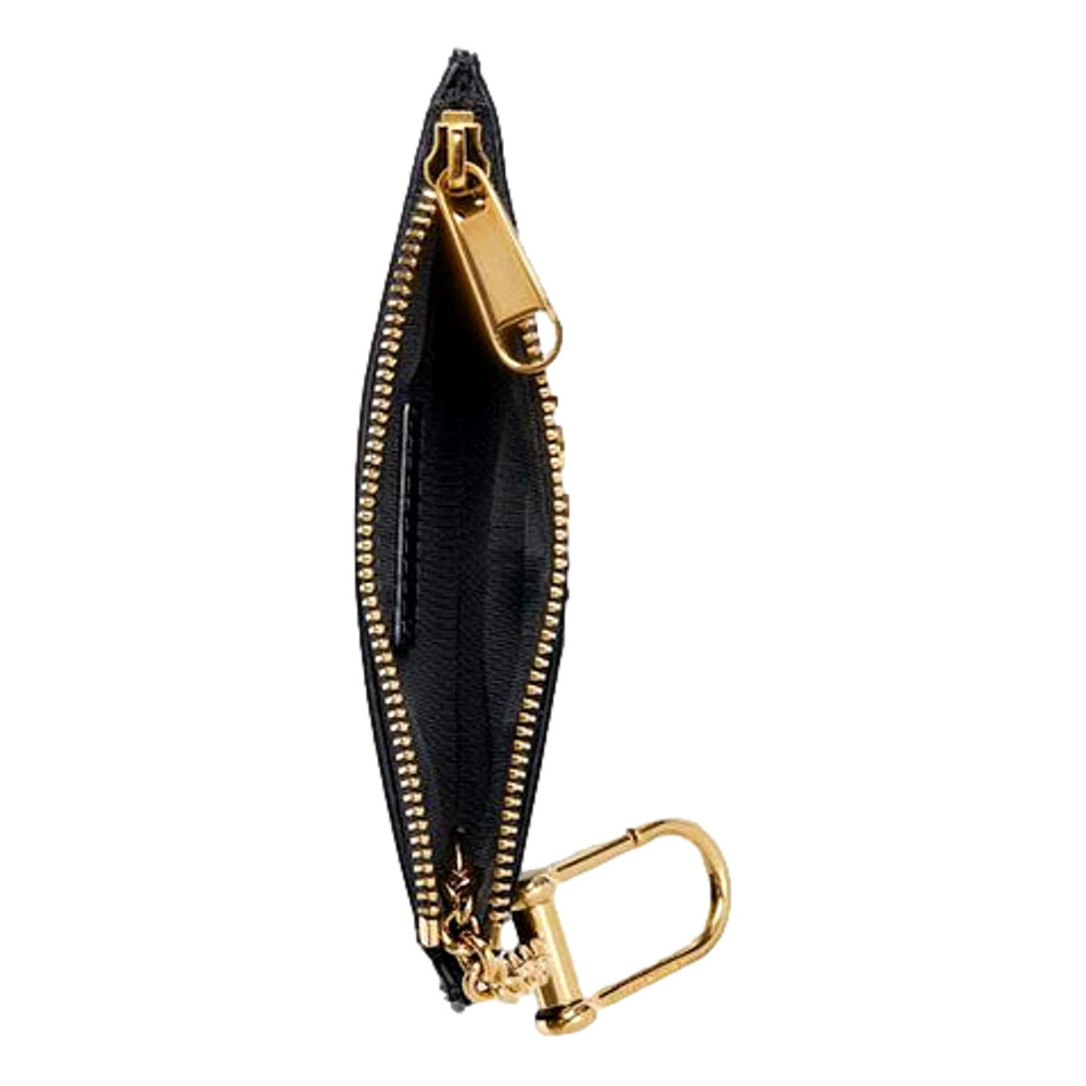 Gucci Zip Key Case Black Leather Card Holder Gold Logo - Picture 3 of 4